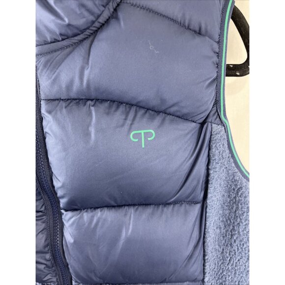 Peppermint Cycling Dark Blue & Green Puffer Down & Fleece Vest Women's Size L - Picture 2 of 13